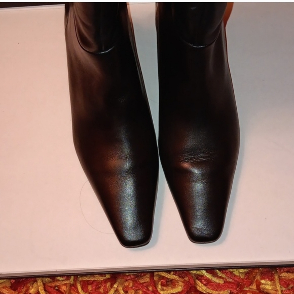 Mango Genuine Leather Boots With Square Toe and Kitten Heel - Picture 7 of 13